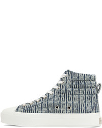 hellblaue bedruckte hohe Sneakers aus Segeltuch von Givenchy