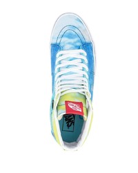 hellblaue bedruckte hohe Sneakers aus Segeltuch von Vans