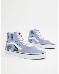 hellblaue bedruckte hohe Sneakers von Vans