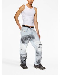 hellblaue bedruckte Jeans von Diesel