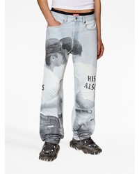 hellblaue bedruckte Jeans von Diesel