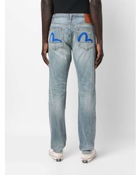 hellblaue bedruckte Jeans von Evisu