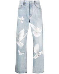hellblaue bedruckte Jeans von 3PARADIS