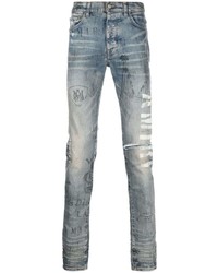 hellblaue bedruckte Jeans von Amiri