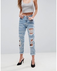 hellblaue bedruckte Jeans von Asos