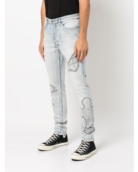 hellblaue bedruckte Jeans von Ksubi