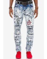 hellblaue bedruckte Jeans von Cipo & Baxx