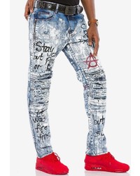 hellblaue bedruckte Jeans von Cipo & Baxx