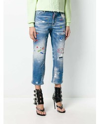 hellblaue bedruckte Jeans von Dsquared2