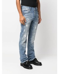 hellblaue bedruckte Jeans von purple brand