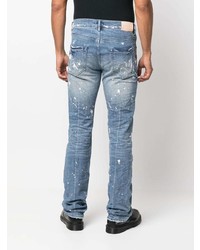 hellblaue bedruckte Jeans von purple brand