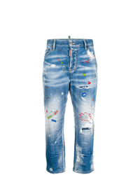 hellblaue bedruckte Jeans von Dsquared2
