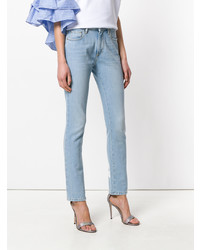 hellblaue bedruckte Jeans von MSGM