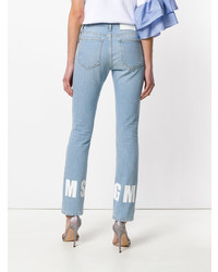 hellblaue bedruckte Jeans von MSGM