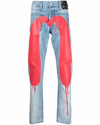 hellblaue bedruckte Jeans von Evisu
