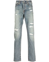 hellblaue bedruckte Jeans von Evisu