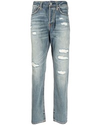 hellblaue bedruckte Jeans von Evisu