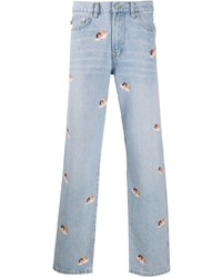 hellblaue bedruckte Jeans von Fiorucci