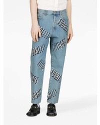 hellblaue bedruckte Jeans von Gucci
