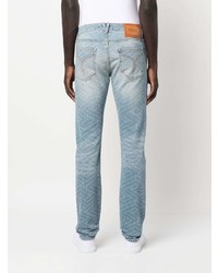 hellblaue bedruckte Jeans von Versace
