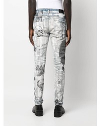 hellblaue bedruckte Jeans von Amiri