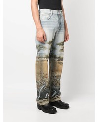 hellblaue bedruckte Jeans von Amiri