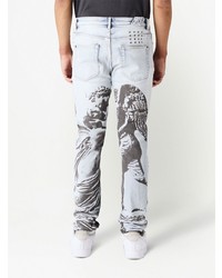 hellblaue bedruckte Jeans von Ksubi