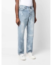 hellblaue bedruckte Jeans von Ksubi