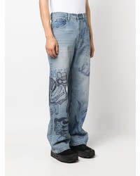 hellblaue bedruckte Jeans von DOMREBEL