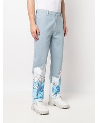 hellblaue bedruckte Jeans von RIPNDIP