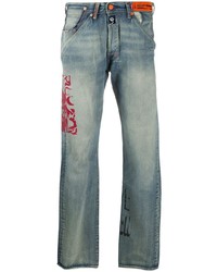 hellblaue bedruckte Jeans von Heron Preston