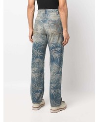 hellblaue bedruckte Jeans von Palm Angels