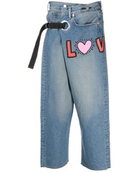 hellblaue bedruckte Jeans von Junya Watanabe MAN