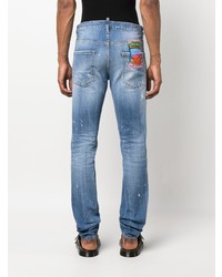 hellblaue bedruckte Jeans von DSQUARED2