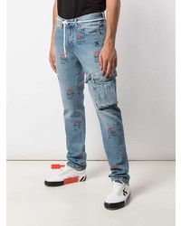 hellblaue bedruckte Jeans von Off-White