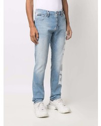 hellblaue bedruckte Jeans von Philipp Plein