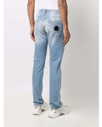 hellblaue bedruckte Jeans von Philipp Plein