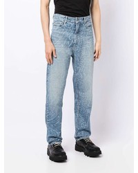 hellblaue bedruckte Jeans von DOMREBEL