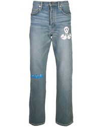 hellblaue bedruckte Jeans von Lost Daze