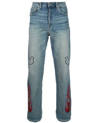 hellblaue bedruckte Jeans von Lost Daze