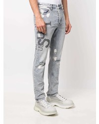 hellblaue bedruckte Jeans von Ksubi