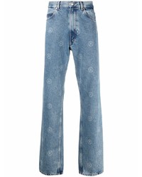 hellblaue bedruckte Jeans von Martine Rose