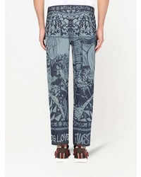 hellblaue bedruckte Jeans von Dolce & Gabbana
