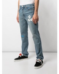 hellblaue bedruckte Jeans von Lost Daze