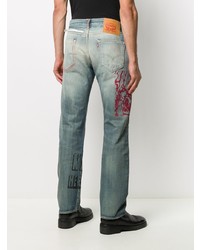 hellblaue bedruckte Jeans von Heron Preston