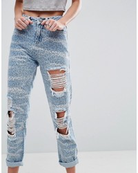 hellblaue bedruckte Jeans von Asos