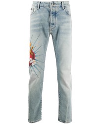 hellblaue bedruckte Jeans von Palm Angels