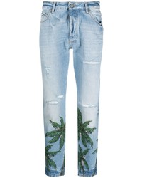 hellblaue bedruckte Jeans von Palm Angels