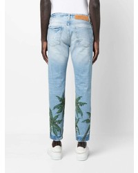 hellblaue bedruckte Jeans von Palm Angels