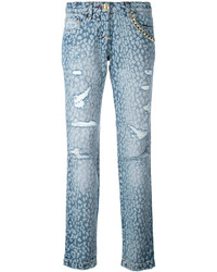 hellblaue bedruckte Jeans von Philipp Plein
